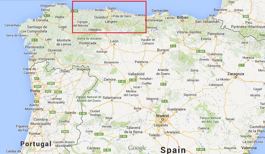 Kaart Asturias